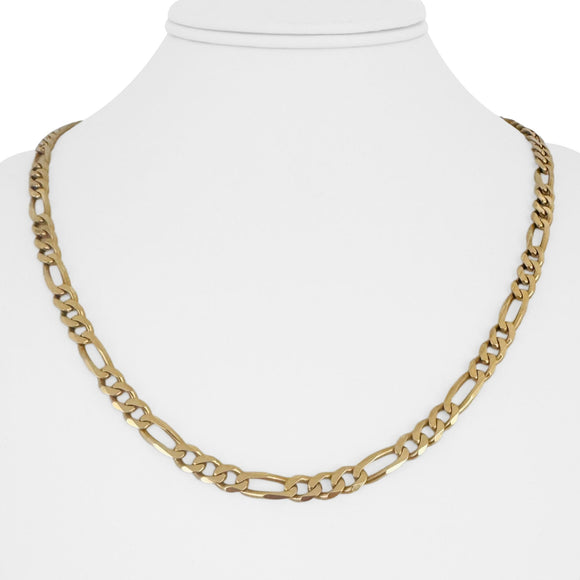 14k Yellow Gold 28.7g Solid 5.5mm Figaro Link Chain Necklace Italy 21