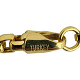 14k Yellow Gold 13.6g Semi Solid 3.5mm Box Link Chain Necklace Turkey 22"