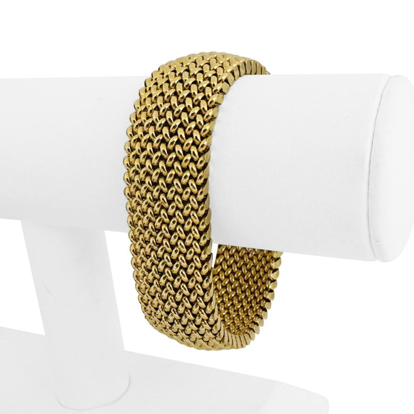 14k Yellow Gold 39.8g Thick Wide 20mm Mesh Link Bracelet Italy 7.5
