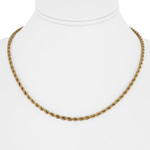 14k Yellow Gold 16.6g Solid Vintage 3mm Rope Chain Necklace 17"