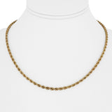 14k Yellow Gold 16.6g Solid Vintage 3mm Rope Chain Necklace 17"