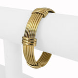 18k Yellow Gold 37.3g Solid Heavy Vintage Ribbed Cuff Bracelet Italy 6.75"