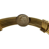 18k Yellow Gold 37.3g Solid Heavy Vintage Ribbed Cuff Bracelet Italy 6.75"