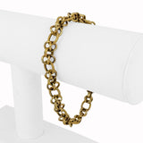 18k Yellow Gold 12g Vintage UnoAErre 7.5mm Fancy Circle Link Bracelet Italy 7.5"