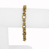 18k Yellow Gold 12g Vintage UnoAErre 7.5mm Fancy Circle Link Bracelet Italy 7.5"