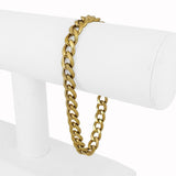 18k Yellow Gold 14.4g Semi Solid Vintage Men's Curb Link Bracelet Italy 8.25"