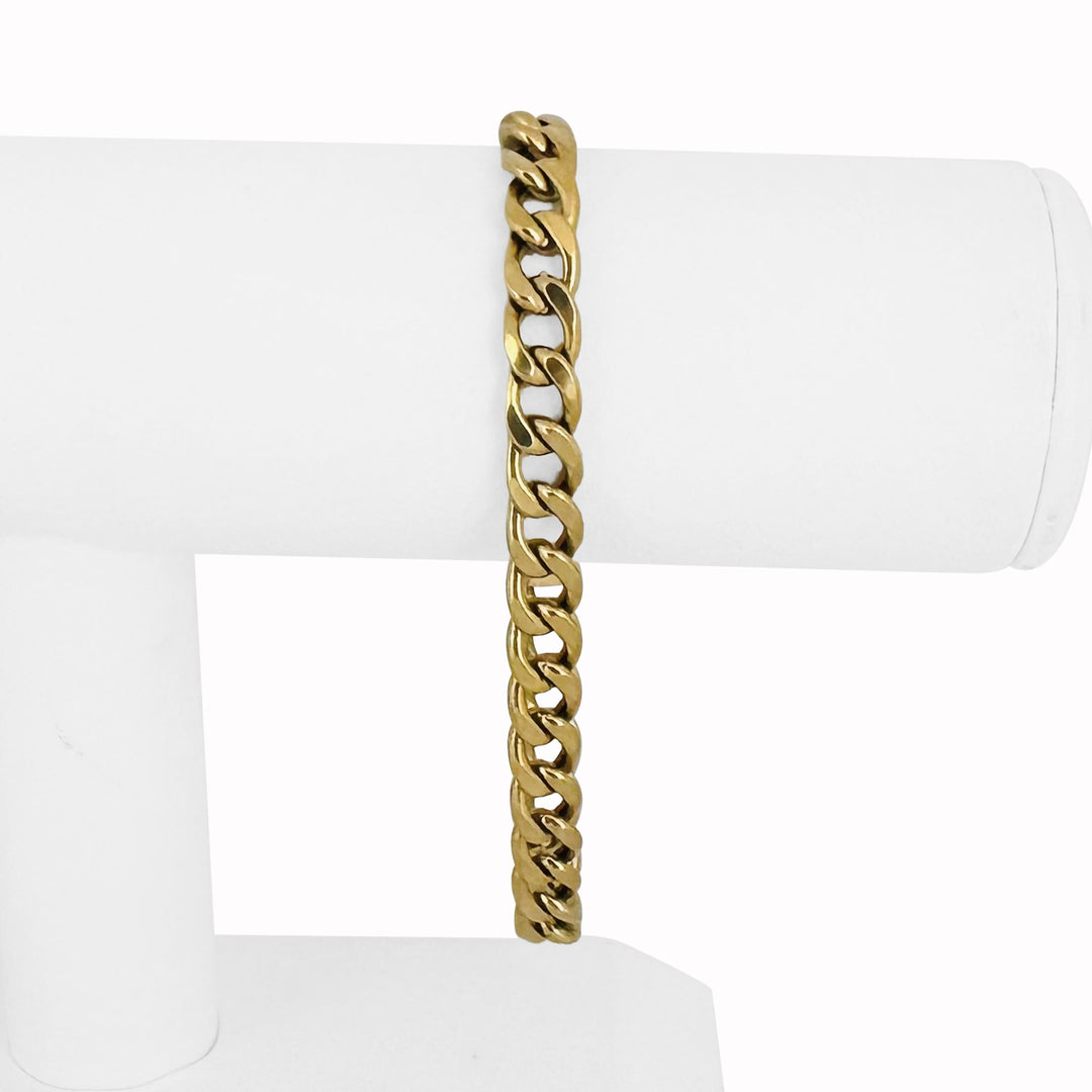 18k Yellow Gold 14.4g Semi Solid Vintage Men's Curb Link Bracelet Italy 8.25"