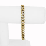 18k Yellow Gold 14.4g Semi Solid Vintage Men's Curb Link Bracelet Italy 8.25"