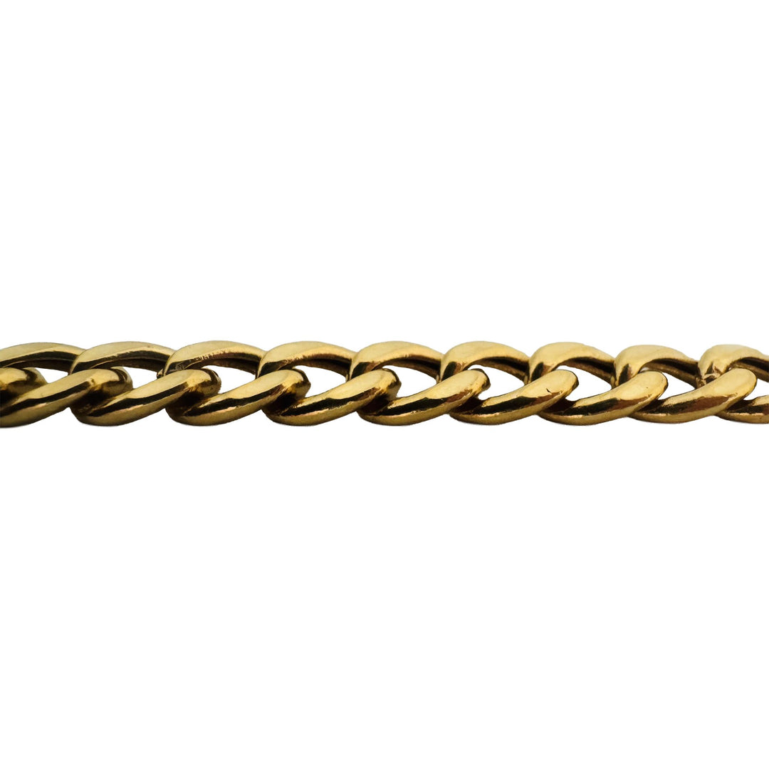 18k Yellow Gold 14.4g Semi Solid Vintage Men's Curb Link Bracelet Italy 8.25"
