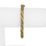 18k Tri Tone Gold 13g Vintage UnoAErre Spiral Bangle Bracelet Italy 7"