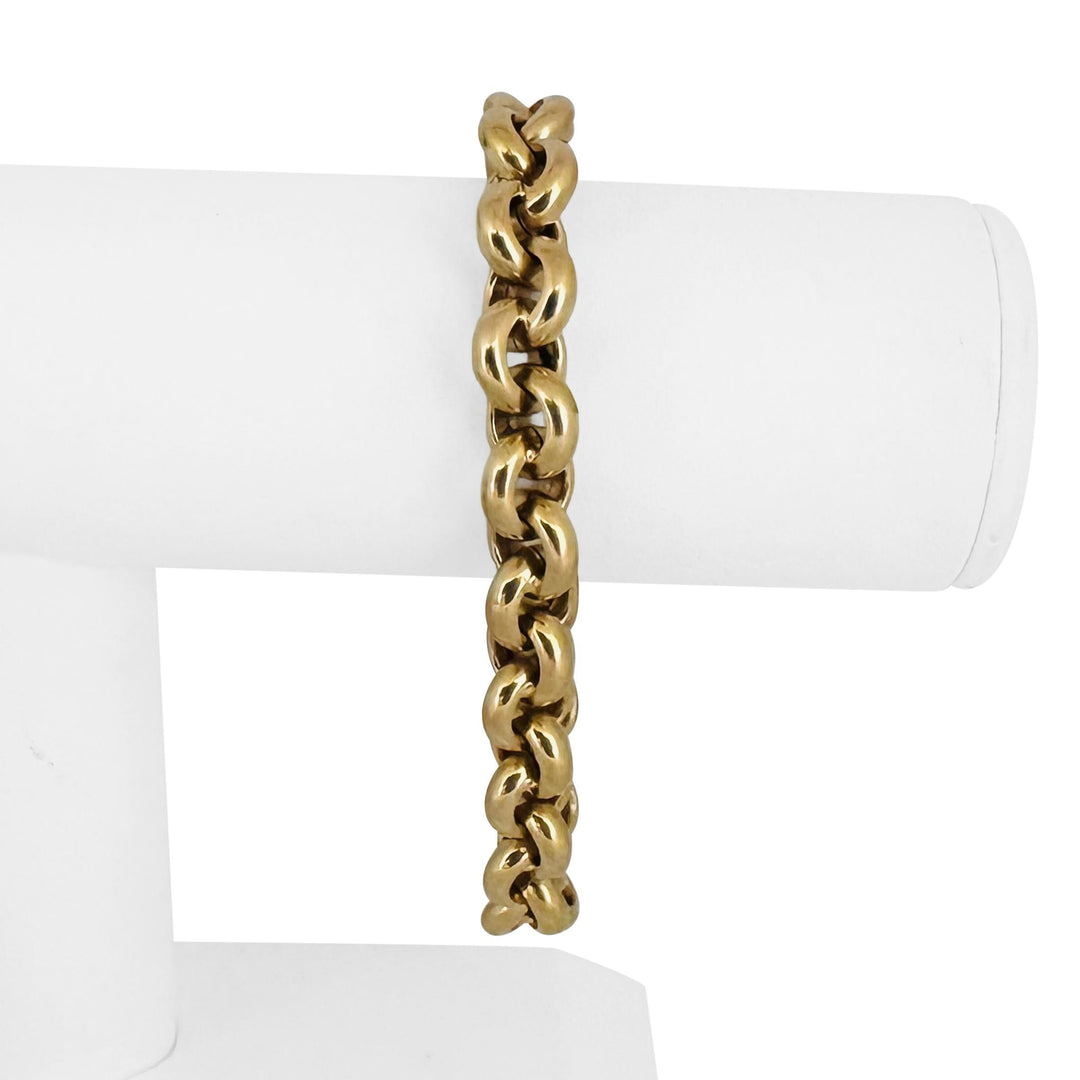 18k Yellow Gold 24.3g Vintage Polished 11mm Rolo Link Bracelet Italy 8.25"