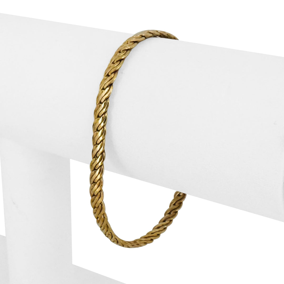 18k Yellow Gold 4.8g Vintage Milor 5mm Flattened Fancy Link Bracelet Italy 7"