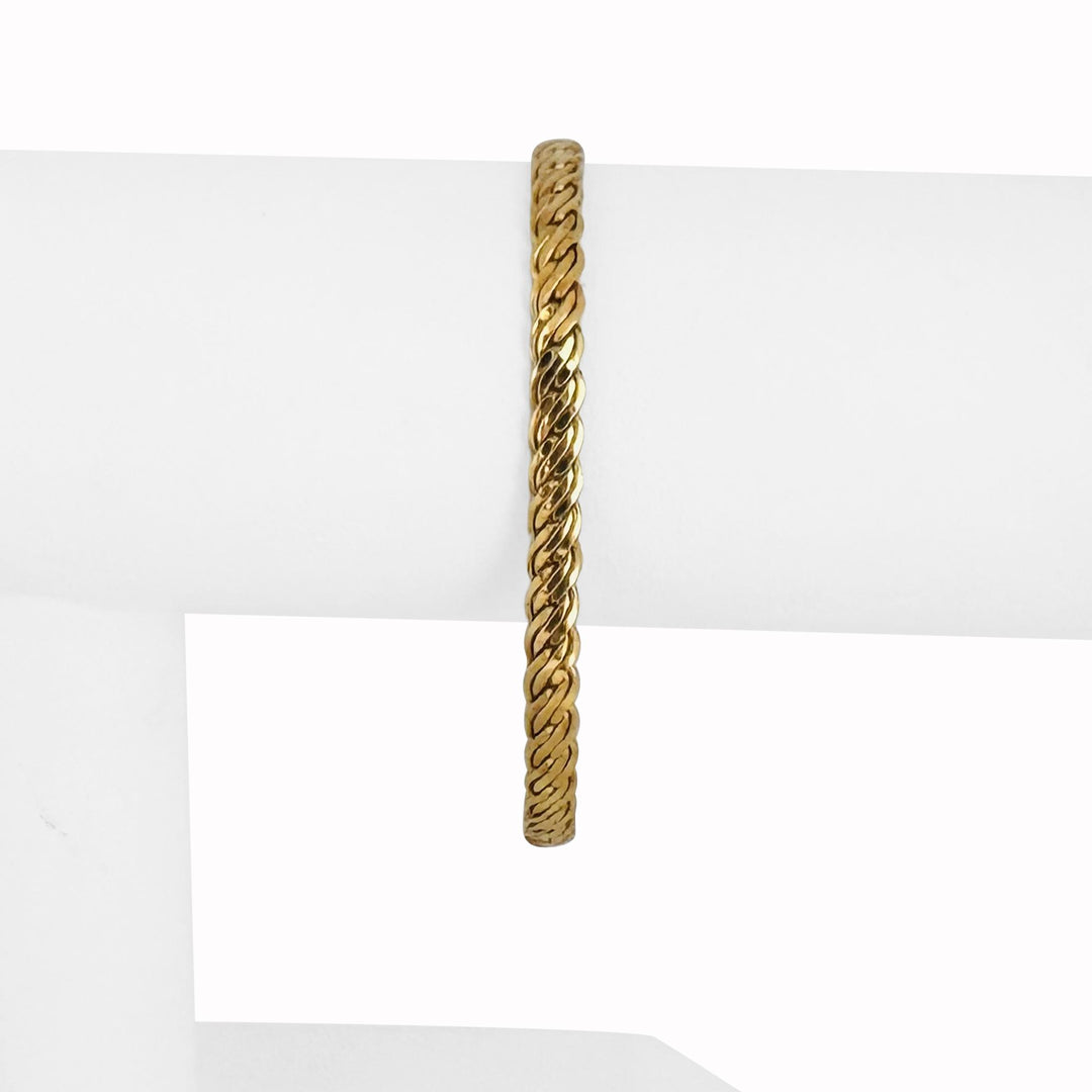 18k Yellow Gold 4.8g Vintage Milor 5mm Flattened Fancy Link Bracelet Italy 7"
