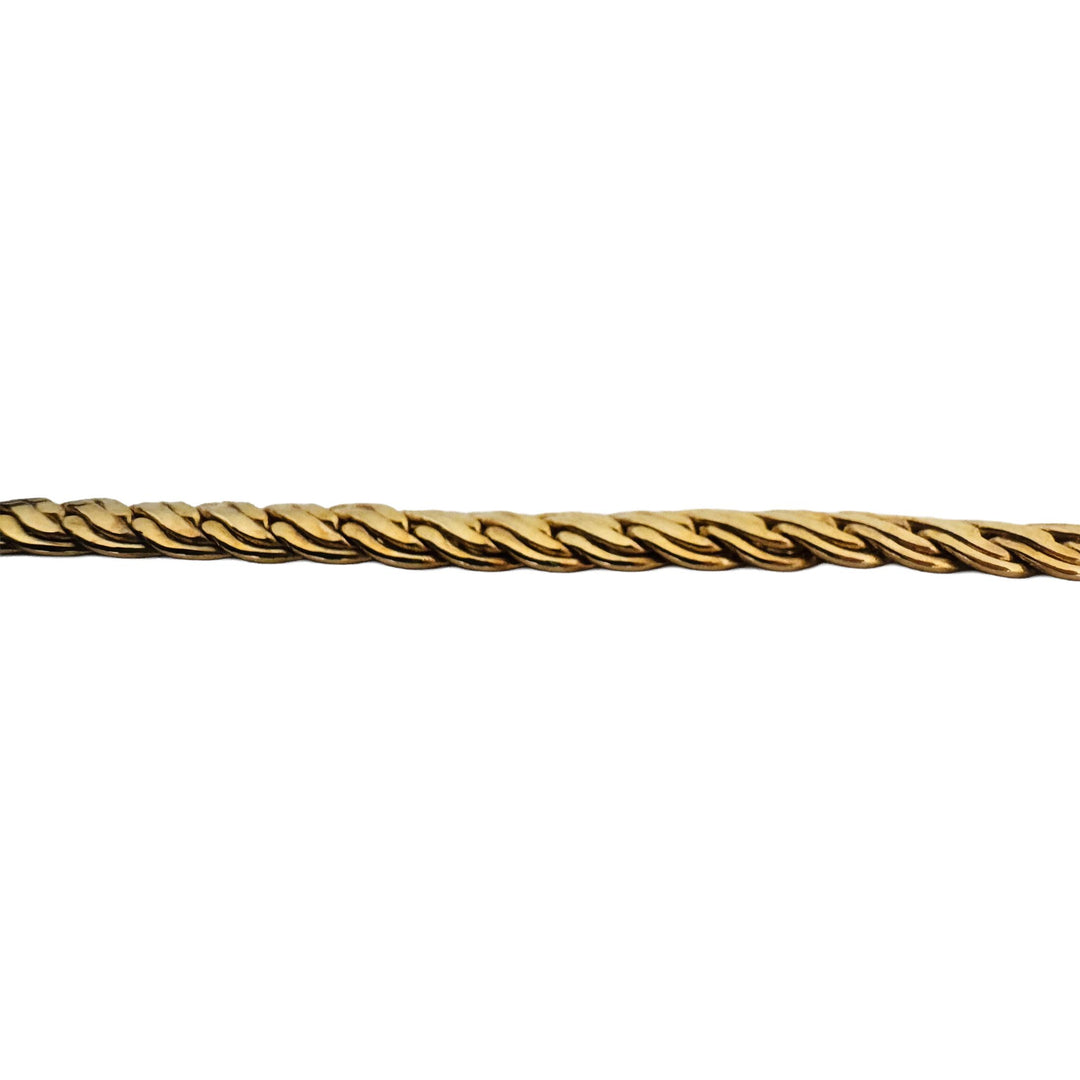18k Yellow Gold 4.8g Vintage Milor 5mm Flattened Fancy Link Bracelet Italy 7"