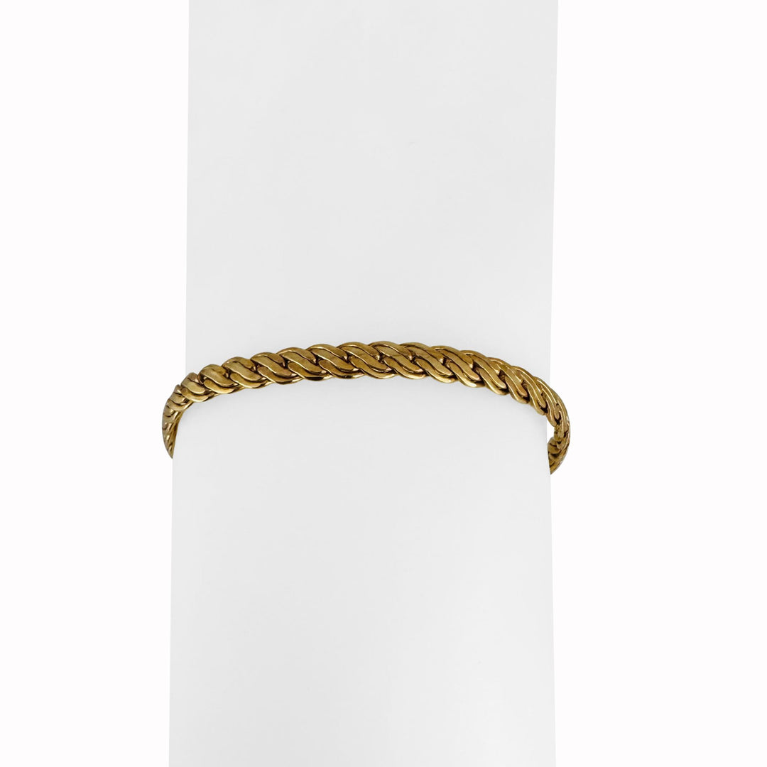 18k Yellow Gold 4.8g Vintage Milor 5mm Flattened Fancy Link Bracelet Italy 7"
