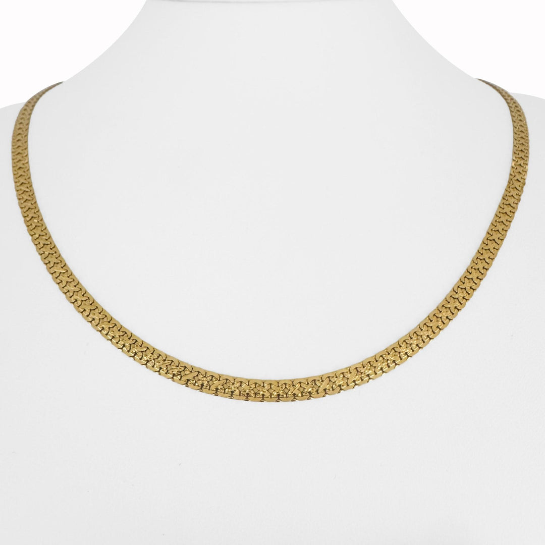 18k Yellow Gold 15g Solid Flat 4mm Fancy Link Chain Necklace Italy 20"