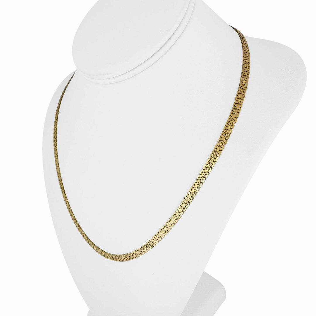 18k Yellow Gold 15g Solid Flat 4mm Fancy Link Chain Necklace Italy 20"