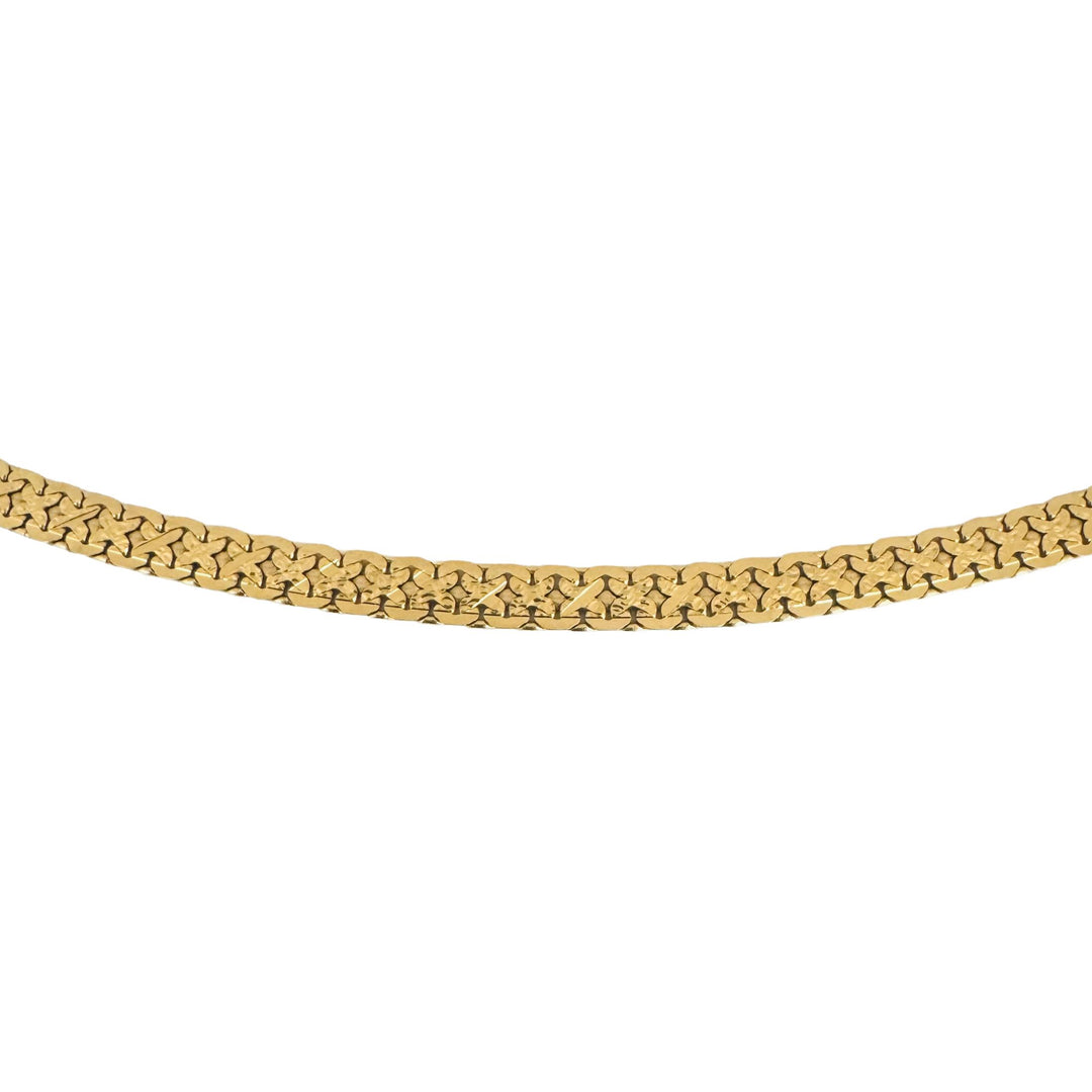 18k Yellow Gold 15g Solid Flat 4mm Fancy Link Chain Necklace Italy 20"