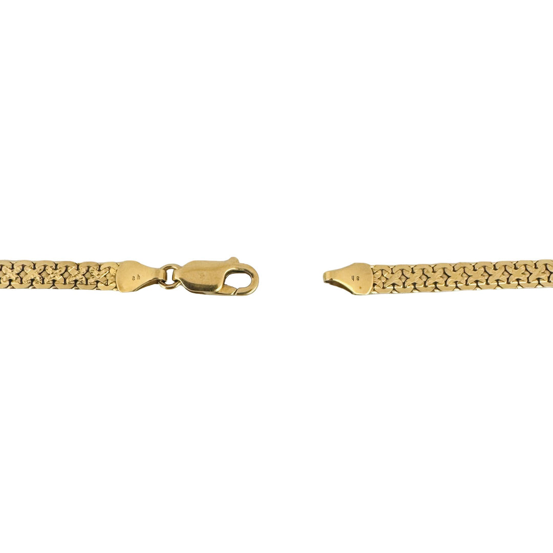 18k Yellow Gold 15g Solid Flat 4mm Fancy Link Chain Necklace Italy 20"