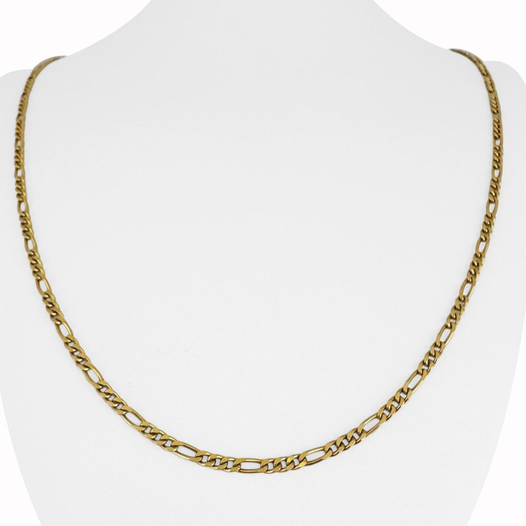 18k Yellow Gold 13.7g Solid Vintage 2.8mm Figaro Link Chain Necklace Italy 24"