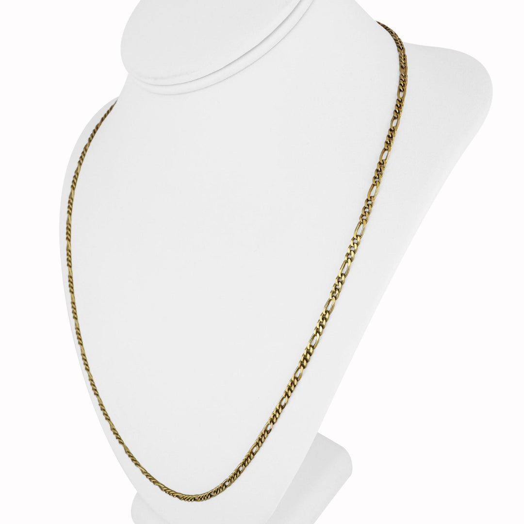18k Yellow Gold 13.7g Solid Vintage 2.8mm Figaro Link Chain Necklace Italy 24"
