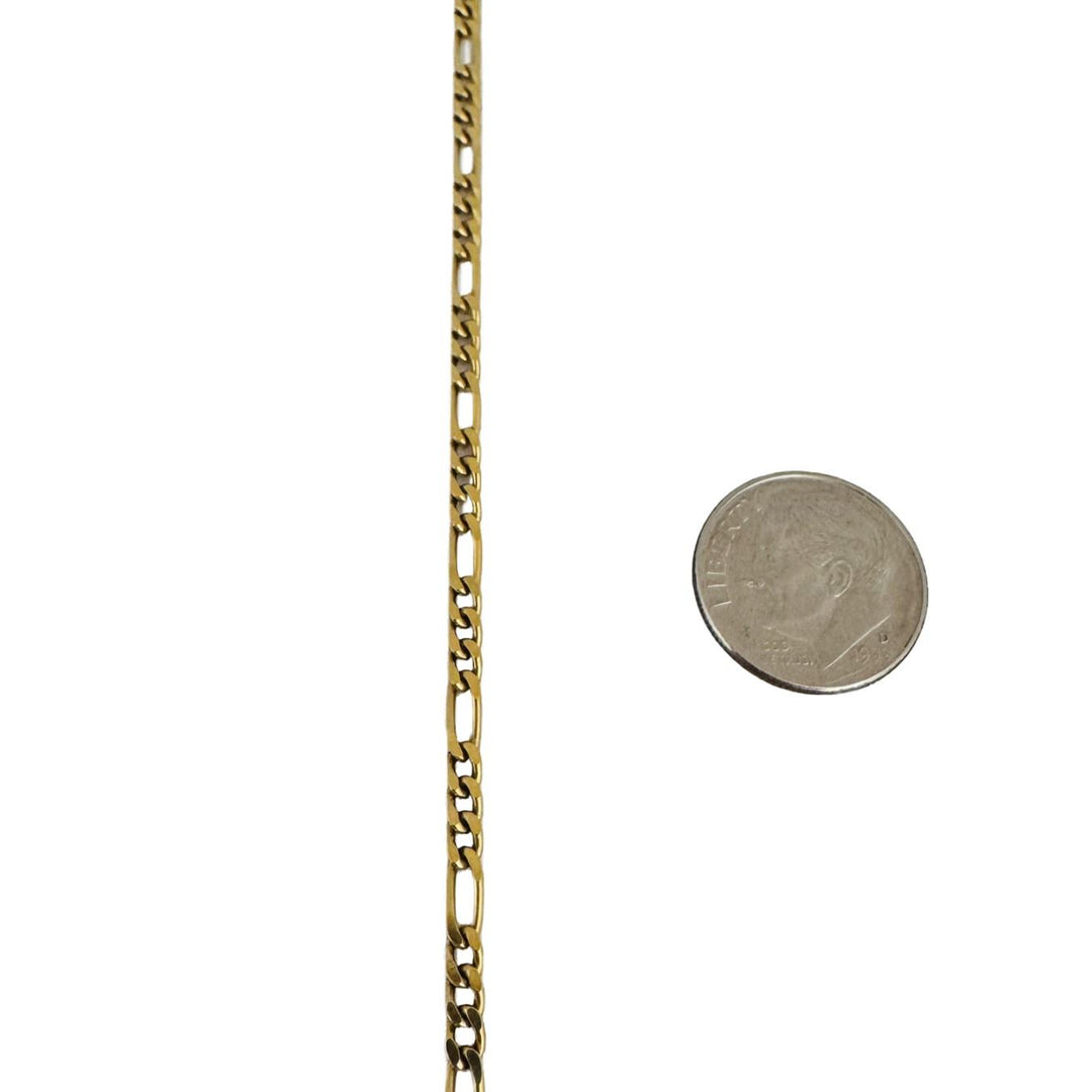 18k Yellow Gold 13.7g Solid Vintage 2.8mm Figaro Link Chain Necklace Italy 24"
