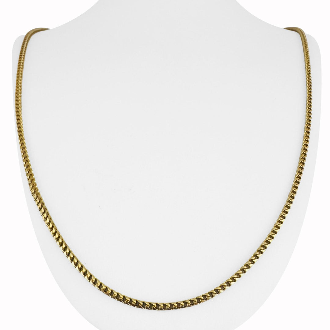 18k Yellow Gold 29.5g Solid 2.5mm Squared Franco Link Chain Necklace Italy 26"