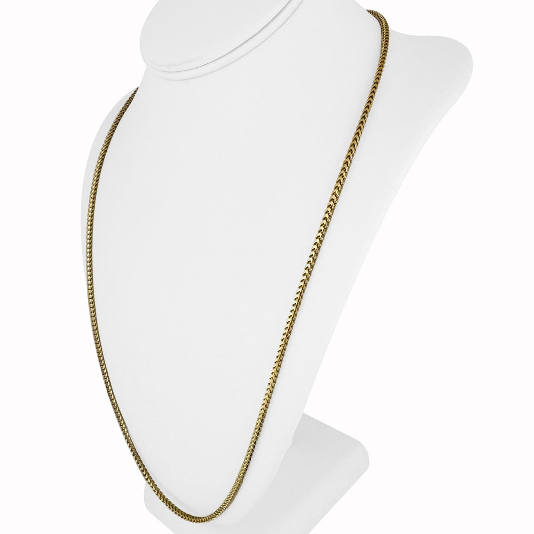 18k Yellow Gold 29.5g Solid 2.5mm Squared Franco Link Chain Necklace Italy 26"
