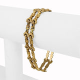 18k Yellow Gold 15.4g Vintage 12mm Two Row Fancy Link Bracelet Italy 7.25"