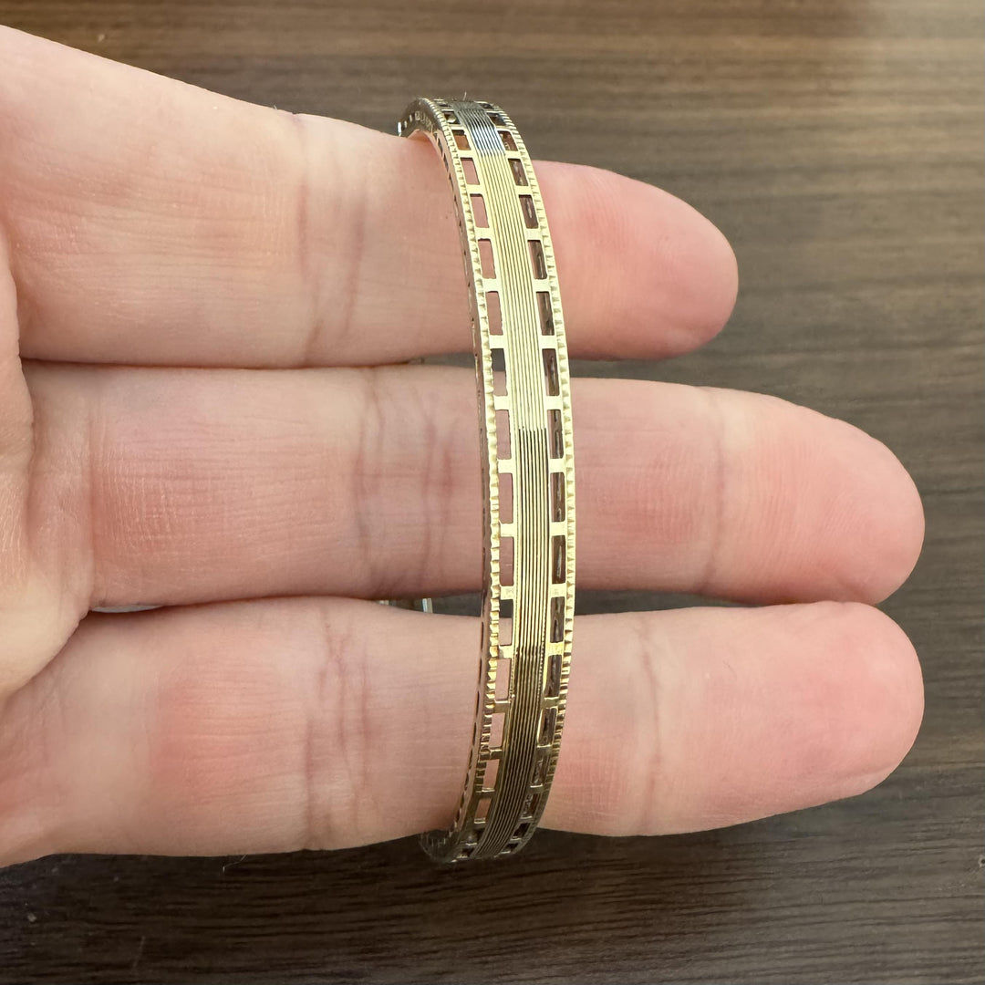 14k Yellow Gold 12g Solid Vintage 6mm Fancy Bangle Bracelet 7"