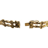 18k Yellow Gold 15.4g Vintage 12mm Two Row Fancy Link Bracelet Italy 7.25"
