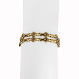 18k Yellow Gold 15.4g Vintage 12mm Two Row Fancy Link Bracelet Italy 7.25"