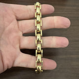 14k Yellow Gold 22g Vintage Polished 10mm Fancy Link Bracelet Italy 7"