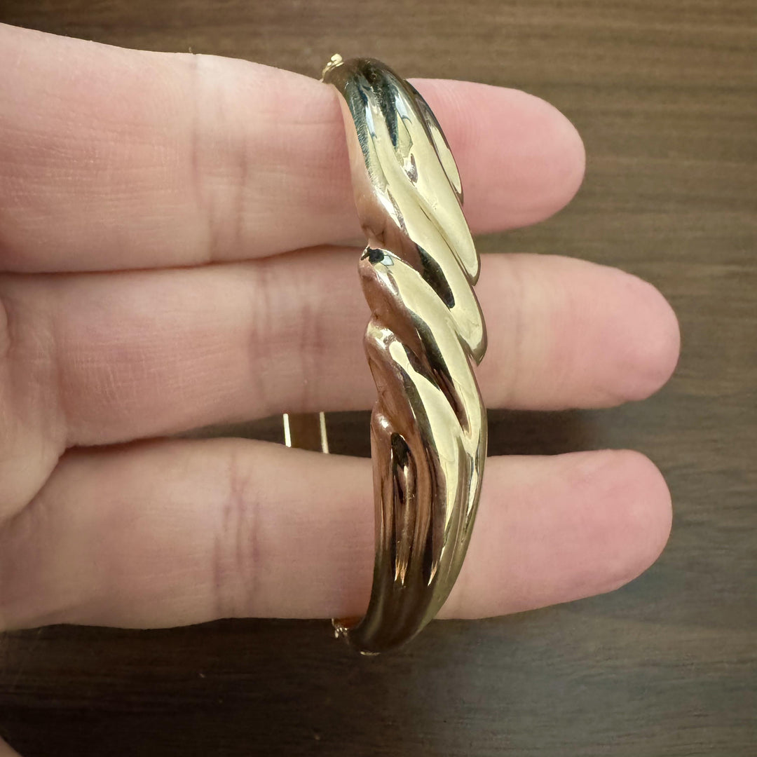 14k Yellow Gold 10.3g Graduated Polished Bangle Bracelet Israel 7"