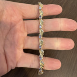 14k Yellow and White Gold Tanzanite and Diamond Fancy Link Bracelet 7"