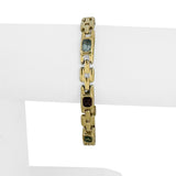 14k Yellow Gold 16g Bezel Set Multi Gemstone 7mm Panther Link Bracelet 7"