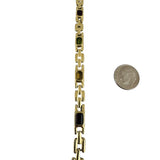 14k Yellow Gold 16g Bezel Set Multi Gemstone 7mm Panther Link Bracelet 7"