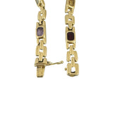 14k Yellow Gold 16g Bezel Set Multi Gemstone 7mm Panther Link Bracelet 7"