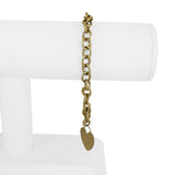 14k Yellow Gold 7.4g Hollow Cable Link Bracelet with Heart Charm 7.25"