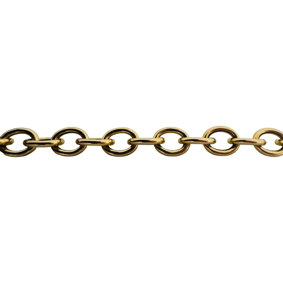 14k Yellow Gold 7.4g Hollow Cable Link Bracelet with Heart Charm 7.25"