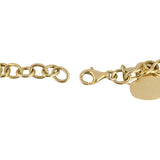 14k Yellow Gold 7.4g Hollow Cable Link Bracelet with Heart Charm 7.25"