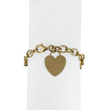 14k Yellow Gold 7.4g Hollow Cable Link Bracelet with Heart Charm 7.25"