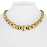 14k Yellow Gold 13.3g Hollow Graduated Ball Bead Necklace Italy 16.5"