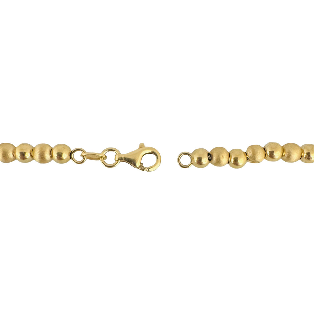 14k Yellow Gold 13.3g Hollow Graduated Ball Bead Necklace Italy 16.5"