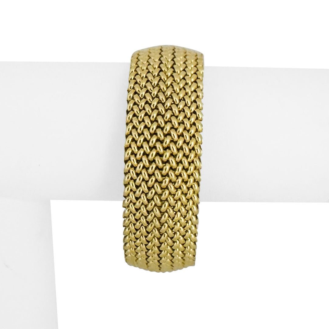 14k Yellow Gold 42.2g UnoAErre Thick Wide 20mm Mesh Link Bracelet Italy 7.5"