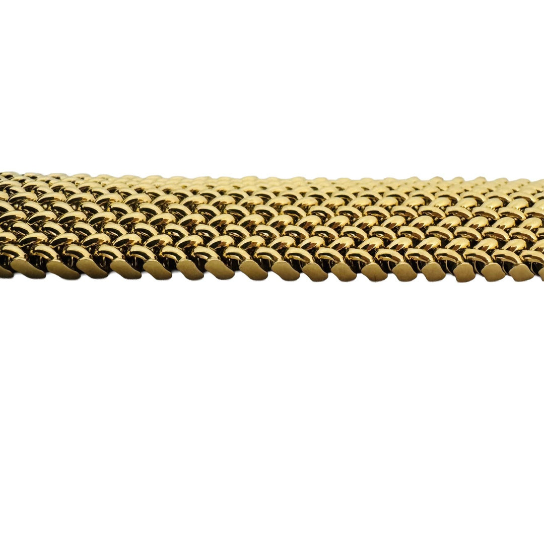 14k Yellow Gold 42.2g UnoAErre Thick Wide 20mm Mesh Link Bracelet Italy 7.5"