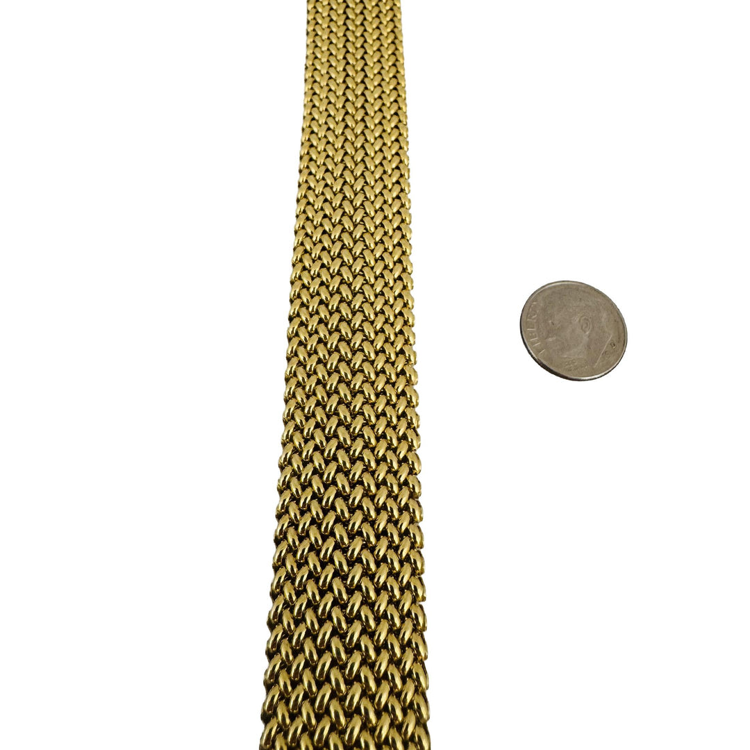 14k Yellow Gold 42.2g UnoAErre Thick Wide 20mm Mesh Link Bracelet Italy 7.5"