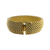 14k Yellow Gold 42.2g UnoAErre Thick Wide 20mm Mesh Link Bracelet Italy 7.5"