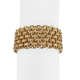 19k Portuguese Yellow Gold 55.4g Ladies Wide 24mm Fancy Link Bracelet 7.75"