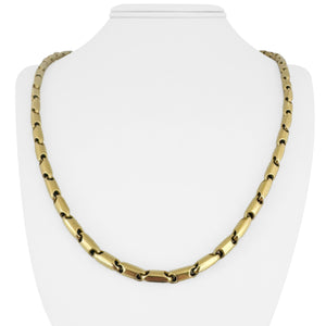 18k Yellow Gold 23.3g Hollow Vintage 5mm Bar Link Chain Necklace Italy 23"